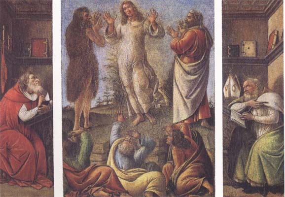 Sandro Botticelli Transfiguration,with St Jerome(at left) and St Augustine(at right)